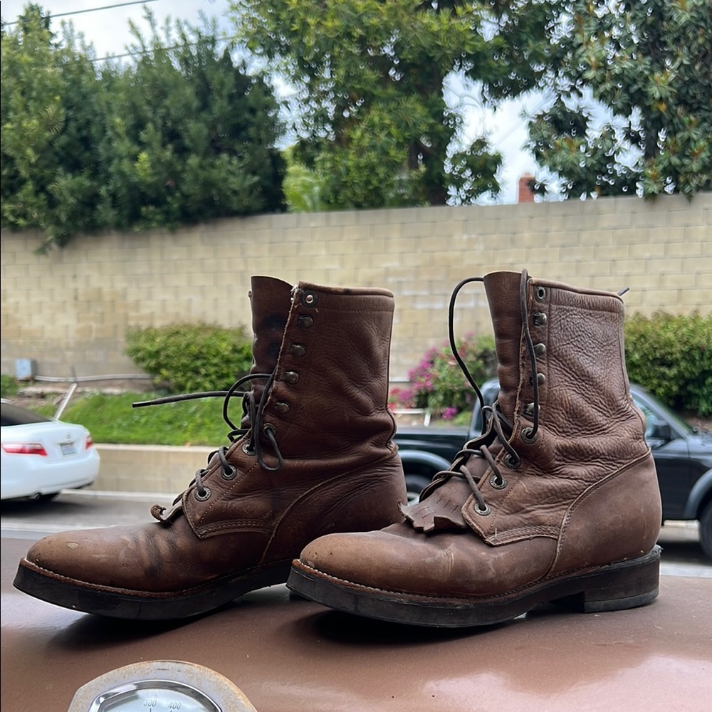 Justin Boots Brown Leather Rugged Ankle Boots